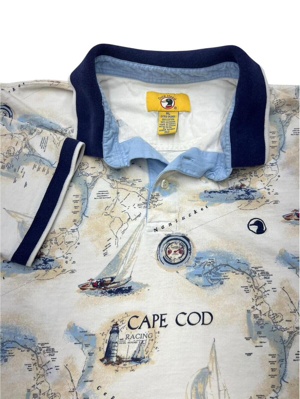 Vintage Duck Head Cap Cod All Over Print Nautical Polo Shirt